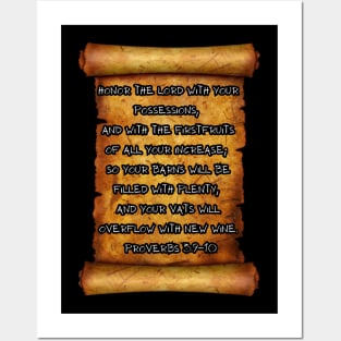 TITHING BLESSING PROVERB 3:9-10 ROLL SCROLL Posters and Art